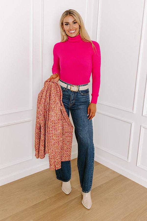 Impressions Passing Time Ribbed Top In Pink