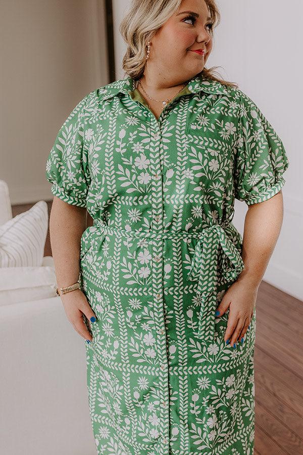 Impressions Patio Brunch Floral Midi Dress Curves