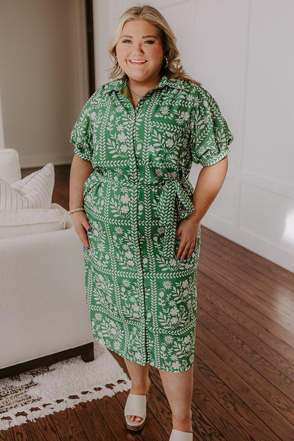 Impressions Patio Brunch Floral Midi Dress Curves