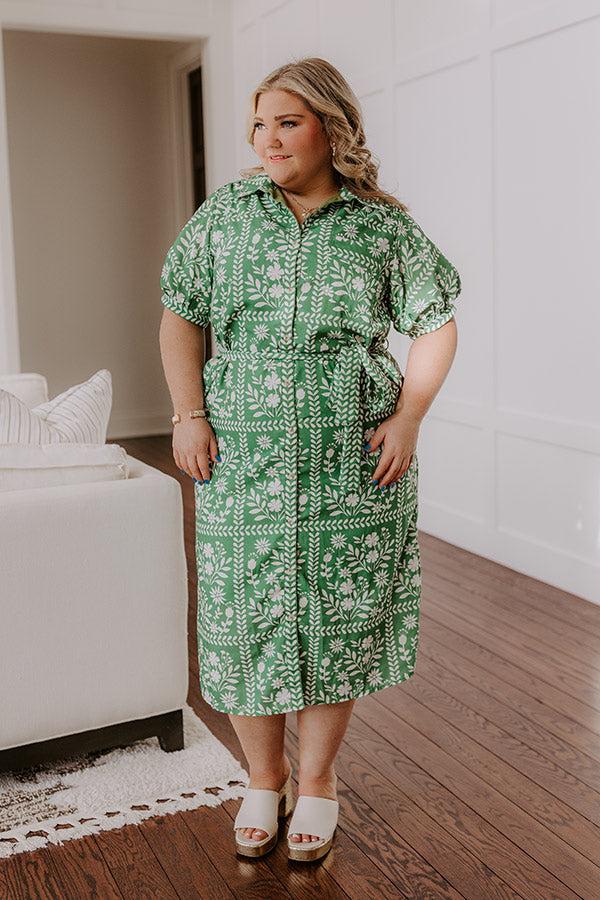 Impressions Patio Brunch Floral Midi Dress Curves