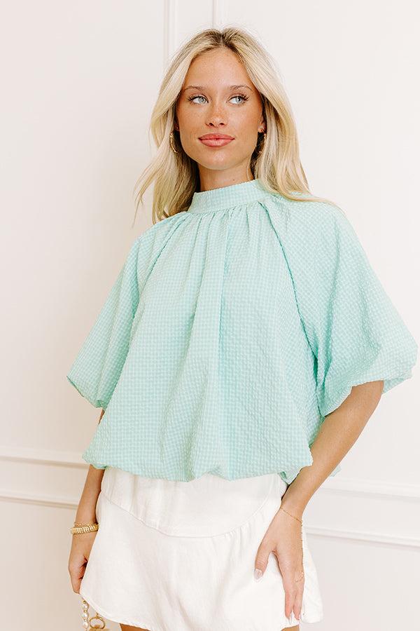 Impressions Patio Brunch Gingham Top In Seaglass