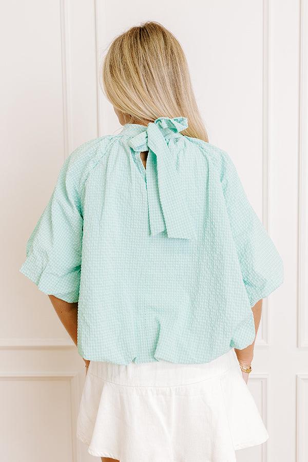 Impressions Patio Brunch Gingham Top In Seaglass