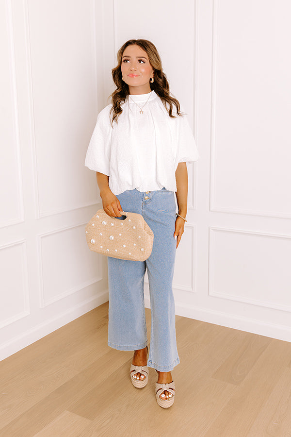 Impressions Patio Brunch Gingham Top In White