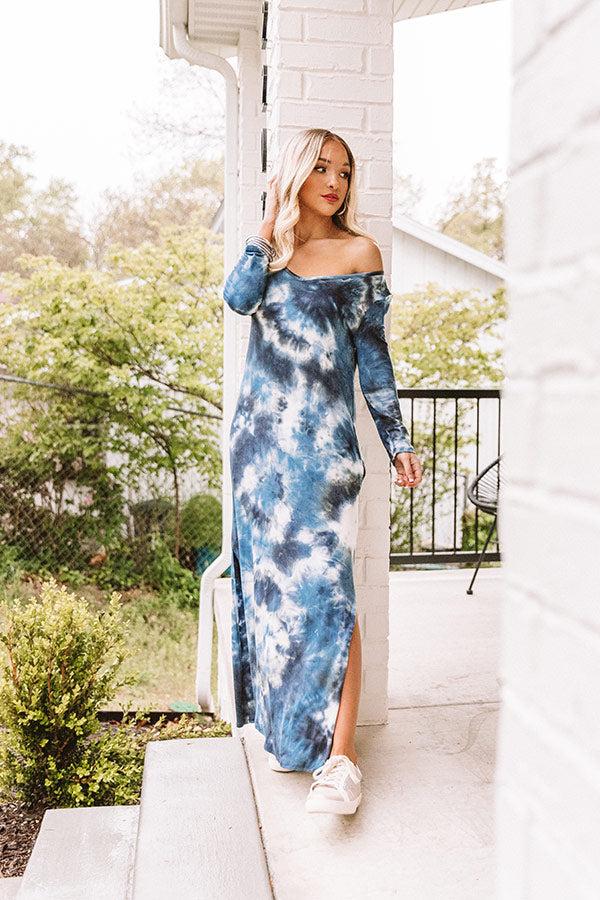 Impressions Peace Out Tie Dye Maxi In Navy