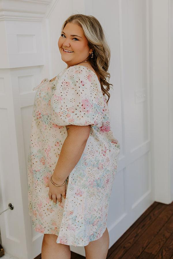 Impressions Peach Bellini Floral Eyelet Mini Dress