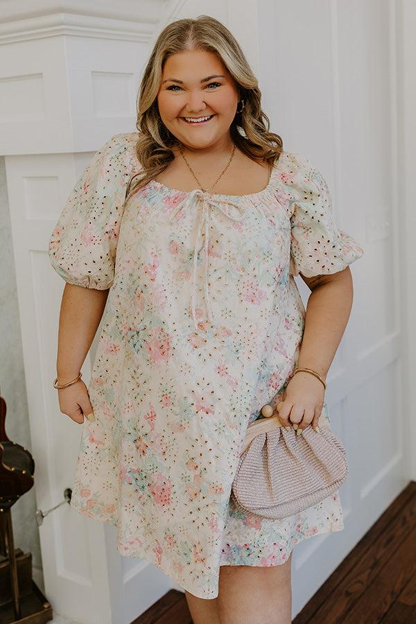 Impressions Peach Bellini Floral Eyelet Mini Dress