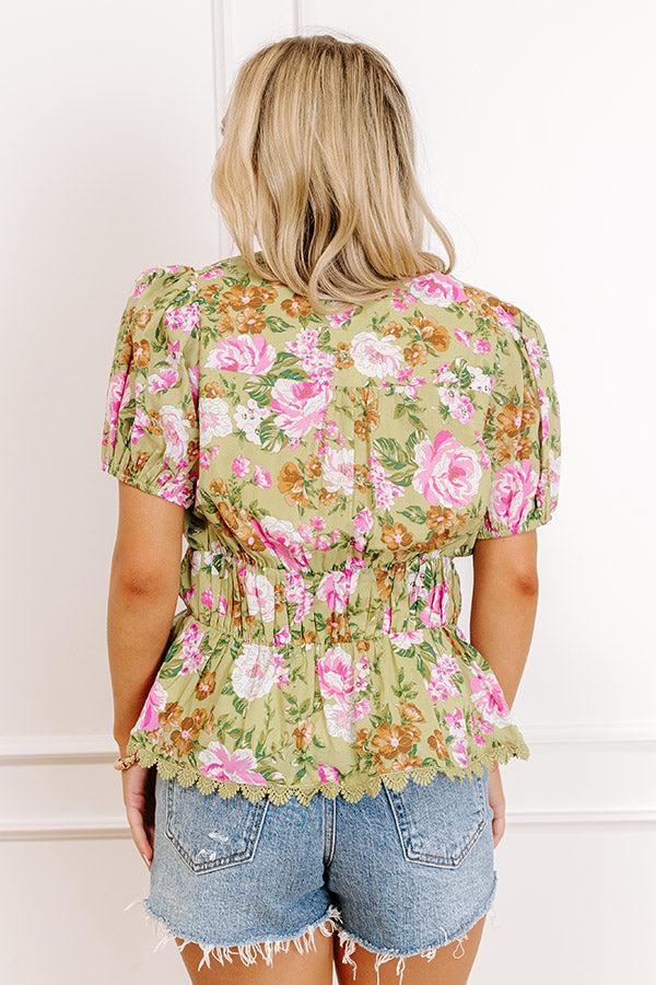 Impressions Peony Fields Peplum Top