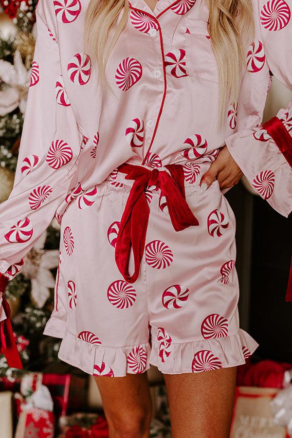Impressions Peppermint Kisses Satin Pajama Shorts
