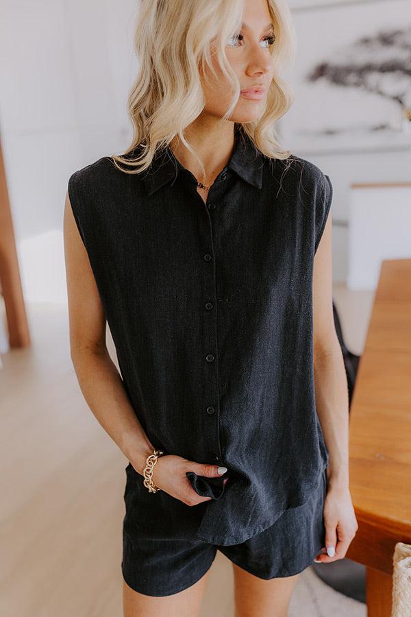 Impressions Perfect Match Linen-Blend Button Up