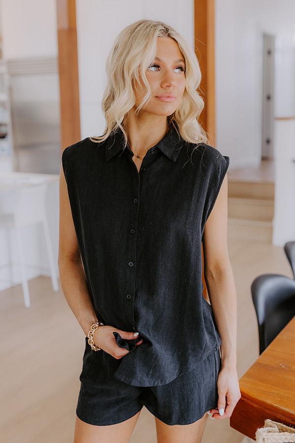 Impressions Perfect Match Linen-Blend Button Up