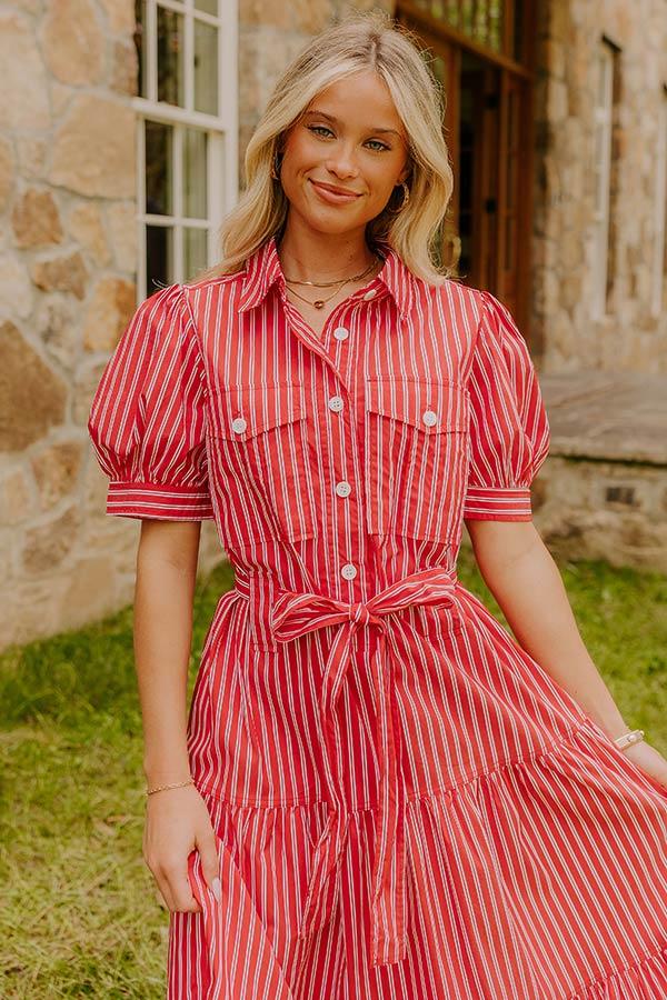 Impressions Picnic Date Stripe Midi Dress