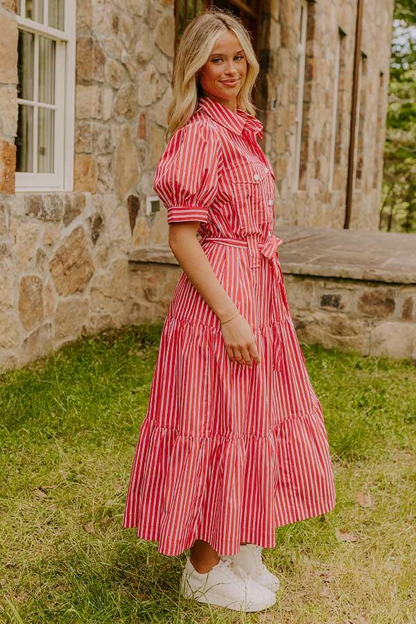 Impressions Picnic Date Stripe Midi Dress