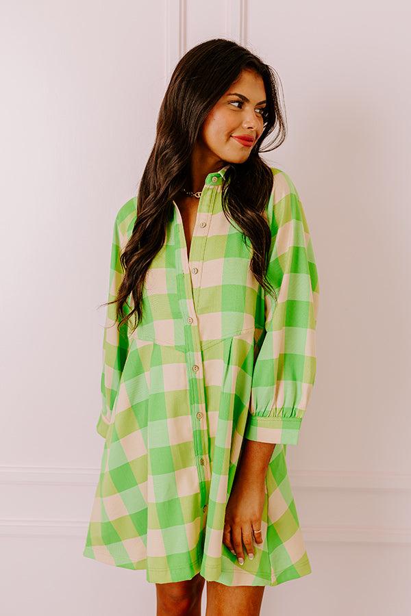 Impressions Picnic In The Park Mini Dress In Lime