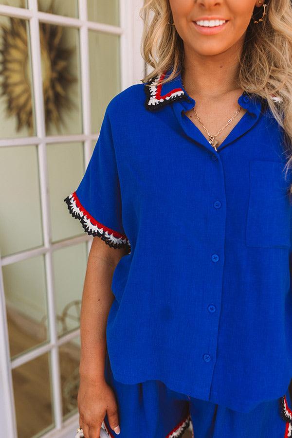 Impressions Picnic Plans Linen-Blend Button Up Top