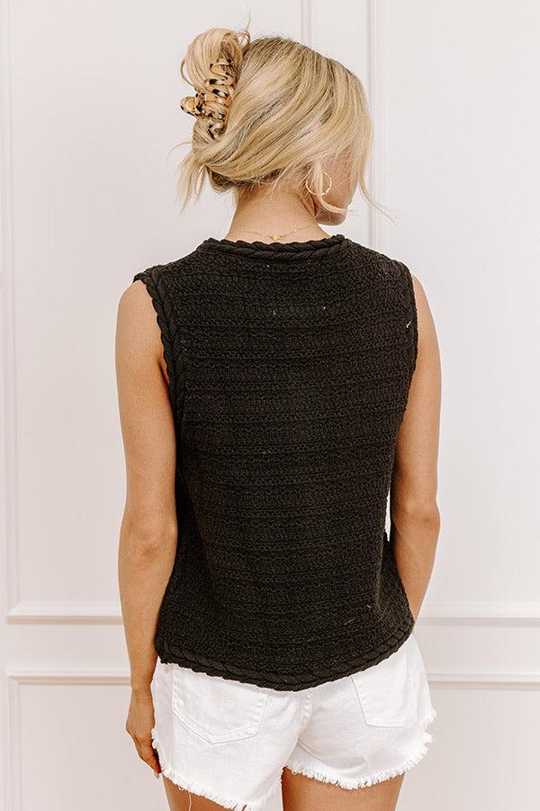 Impressions Pier Cafe Cutie Knit Top In Black