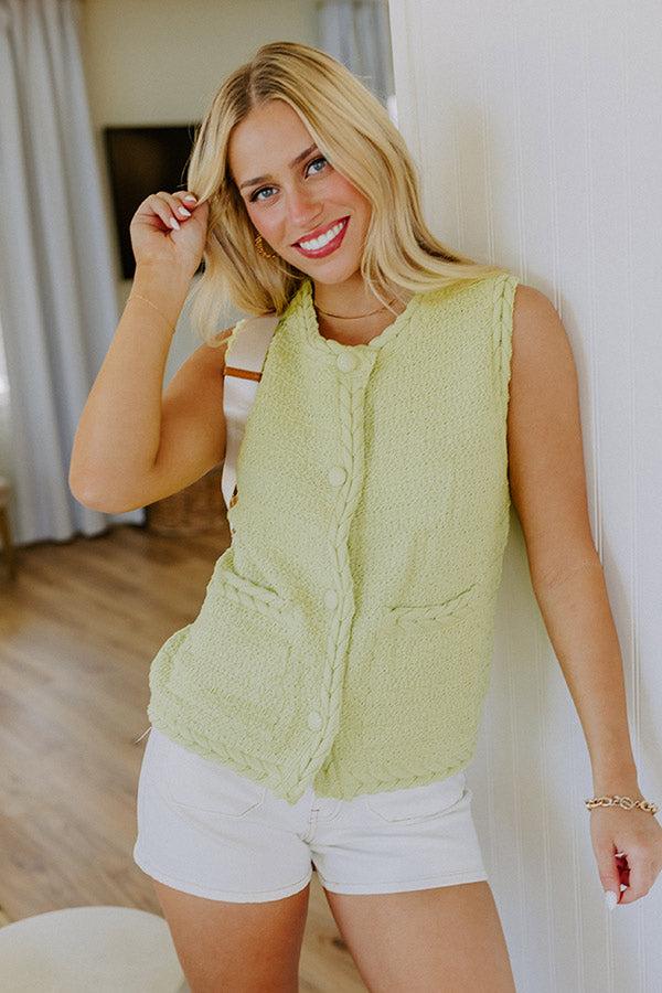 Impressions Pier Cafe Cutie Knit Top In Lime Punch