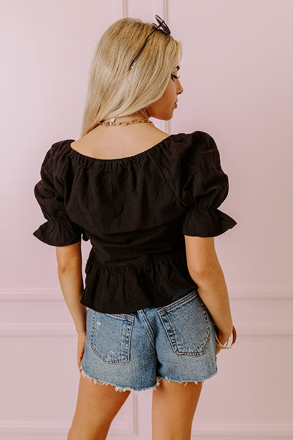 Impressions Play It Again Babydoll Top In Black