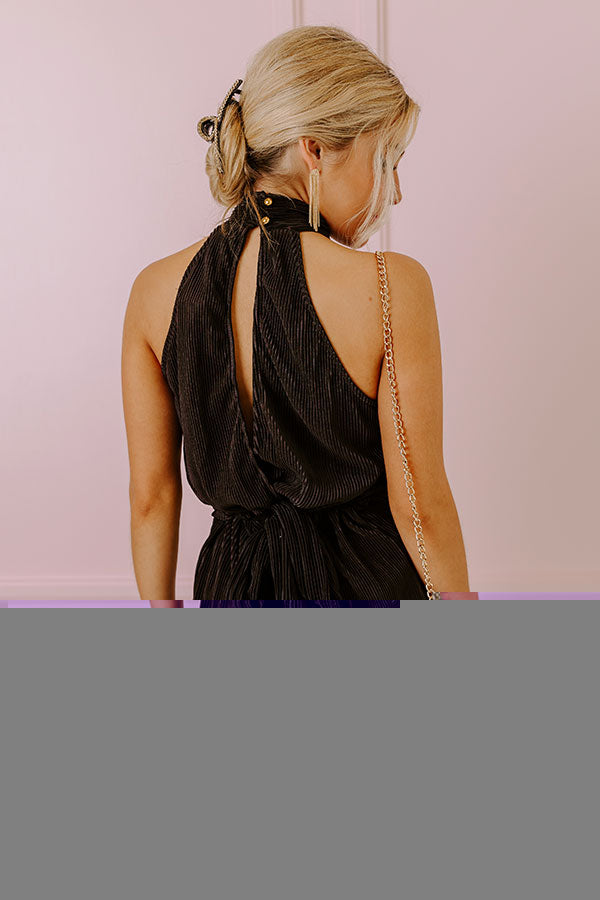 Impressions Pleats To Meet You Romper In Black