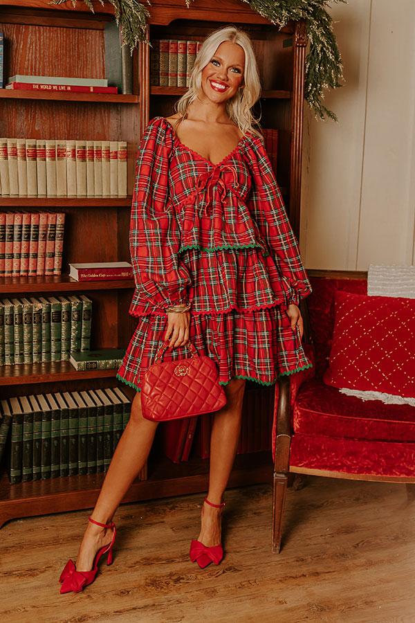 Impressions Polished Plaid Tiered Mini Dress