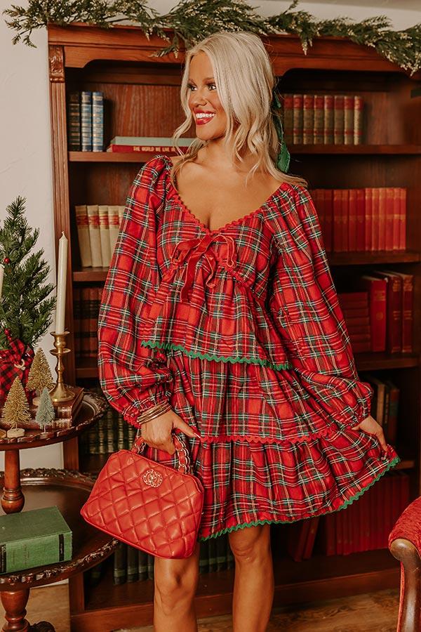 Impressions Polished Plaid Tiered Mini Dress