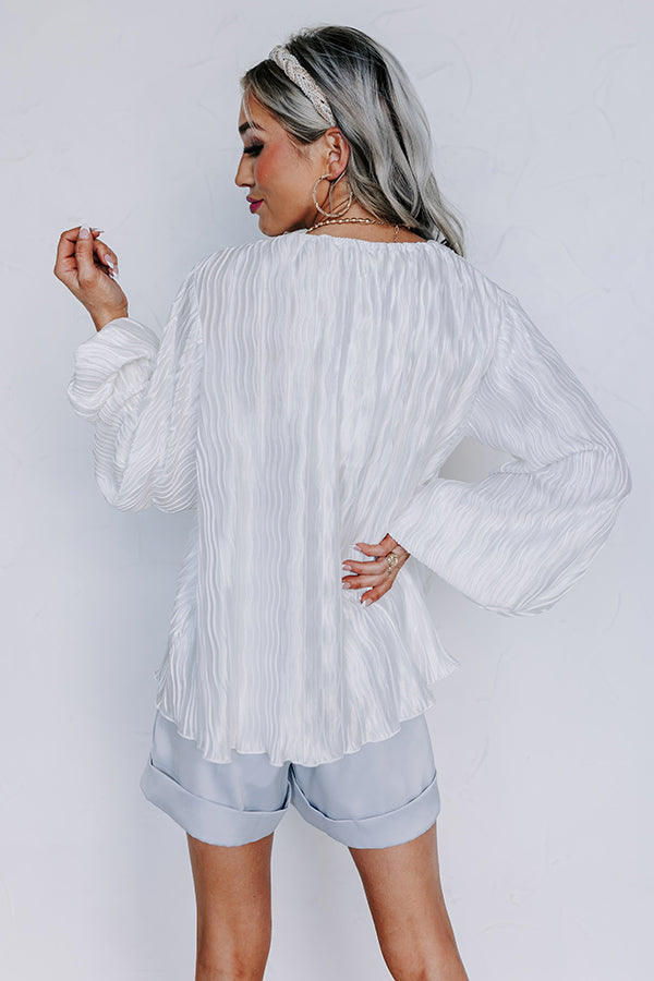 Impressions Posh Days Pleated Shift Top In White