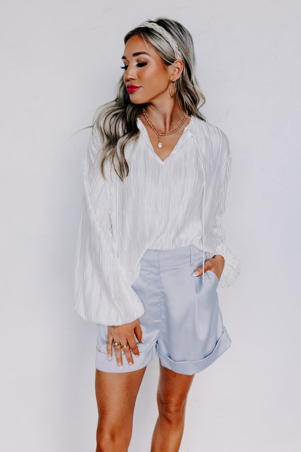 Impressions Posh Days Pleated Shift Top In White