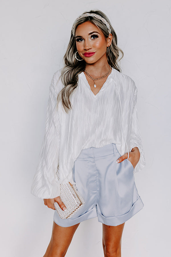 Impressions Posh Days Pleated Shift Top in White