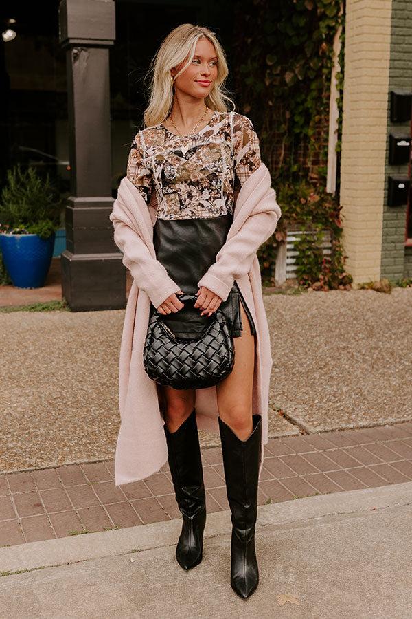 Impressions Posh Mindset Floral Mesh Top In Olive