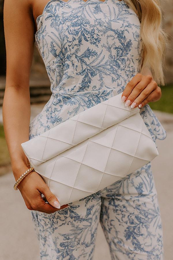 Impressions Posh Mode Faux Leather Clutch In Ivory