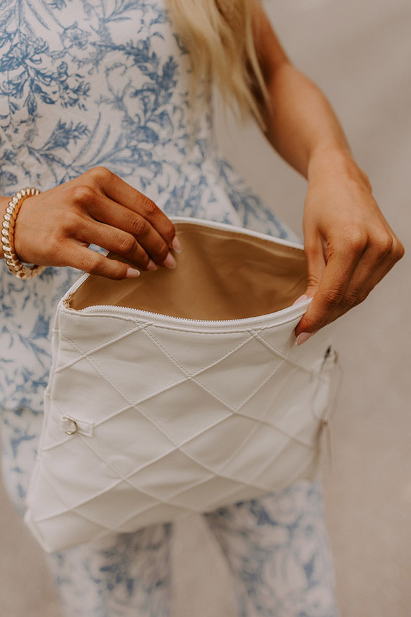 Impressions Posh Mode Faux Leather Clutch In Ivory