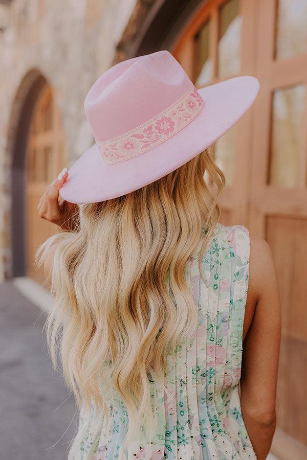 Impressions Posh Moment Faux Suede Fedora In Pink