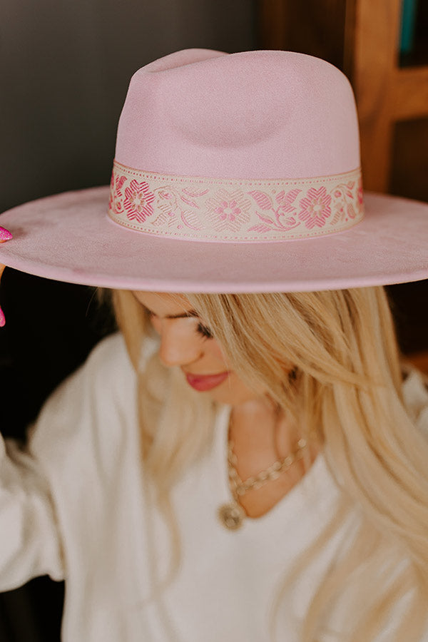 Impressions Posh Moment Faux Suede Fedora In Pink