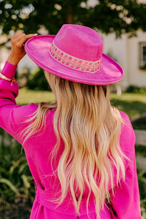 Impressions Posh Moment Faux Suede Fedora In Pink