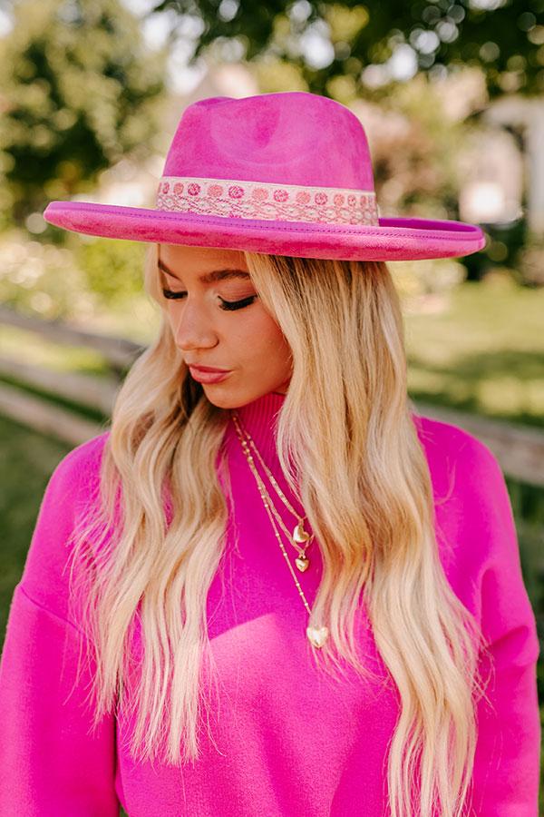 Impressions Posh Moment Faux Suede Fedora In Pink
