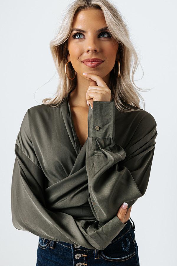 Impressions PR Move Tie Top In Olive