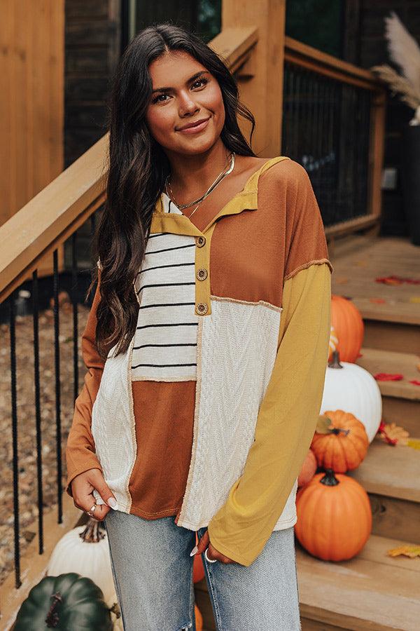 Impressions Pumpkin Spice Feels Colorblock Top