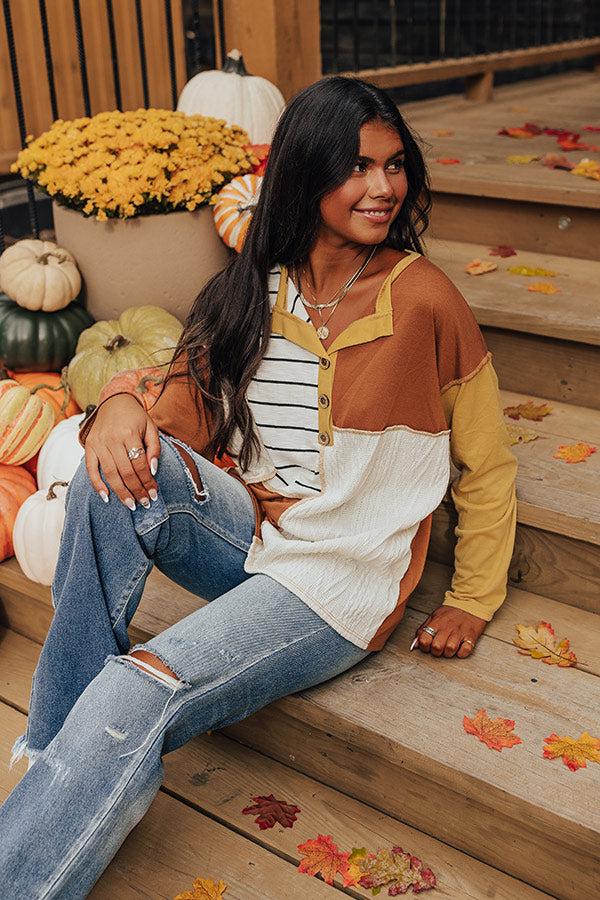 Impressions Pumpkin Spice Feels Colorblock Top