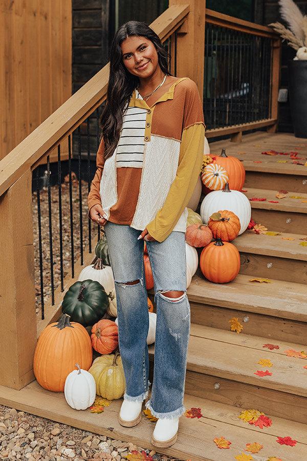 Impressions Pumpkin Spice Feels Colorblock Top