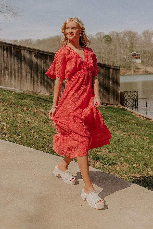 Impressions Pursuit Of Happiness Midi Dress in Red