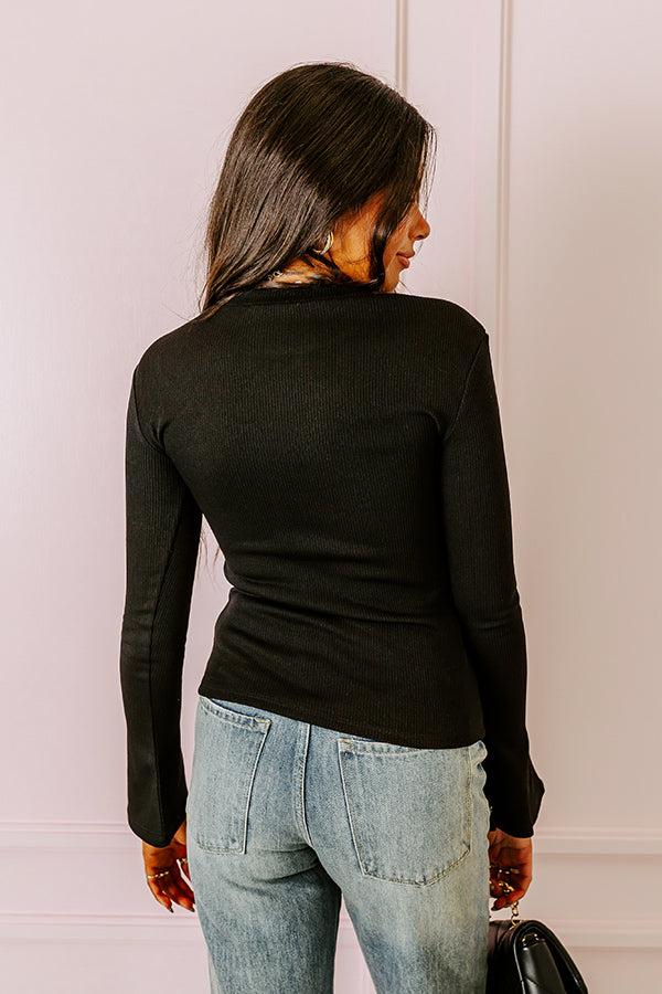 Impressions Rare Dream Ribbed Top In Black