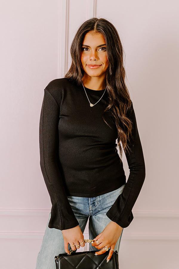Impressions Rare Dream Ribbed Top In Black
