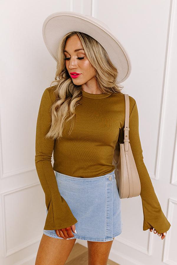 Impressions Rare Dream Ribbed Top In Martini Olive