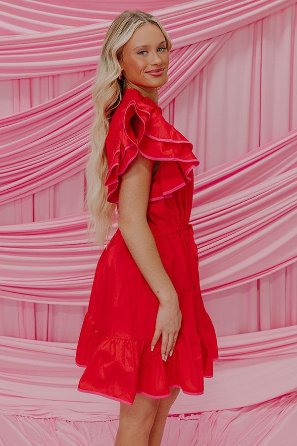 Impressions Red Wine Sippin' Ruffle Mini Dress