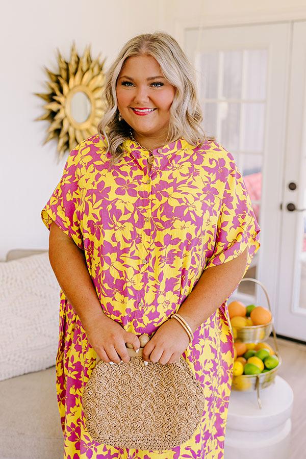 Impressions Resort Bound Floral Caftan Midi Curves