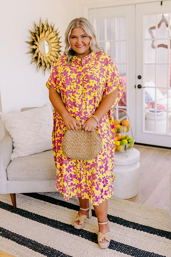 Impressions Resort Bound Floral Caftan Midi Curves