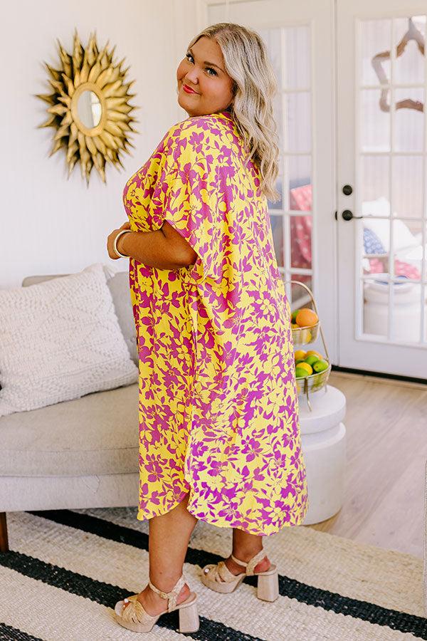 Impressions Resort Bound Floral Caftan Midi Curves