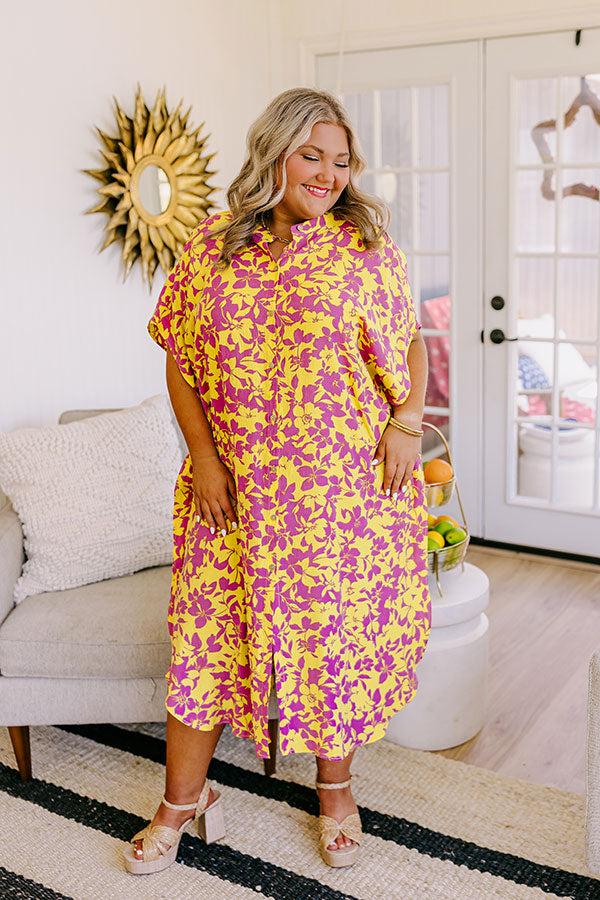 Impressions Resort Bound Floral Caftan Midi Curves