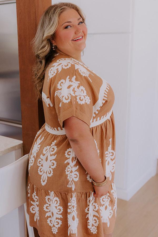 Impressions Resort Chic Mini Dress In Camel Curves