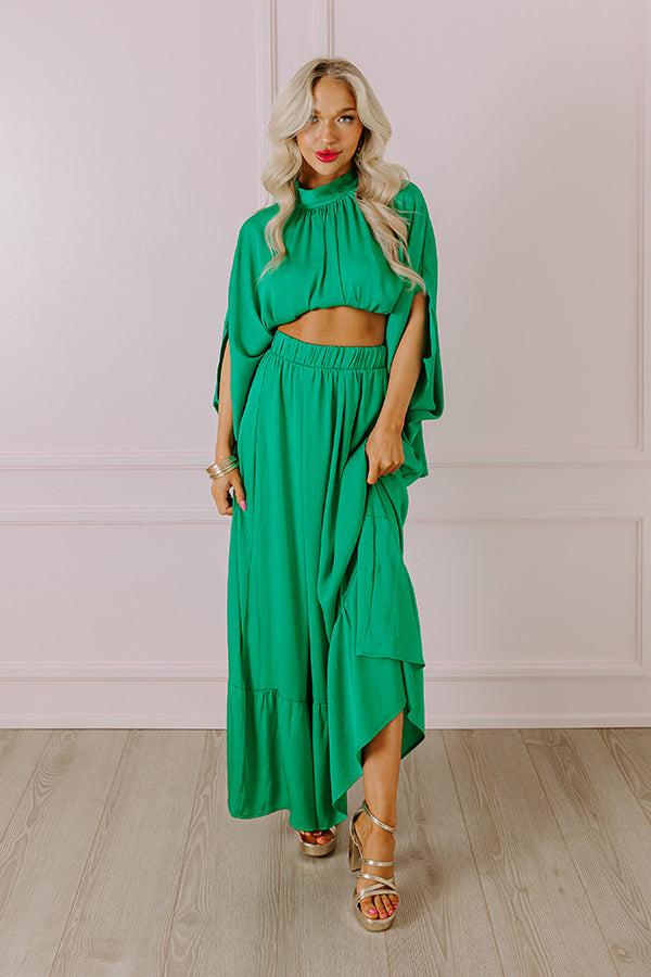 Impressions Resort Radiance Maxi Skirt in Green