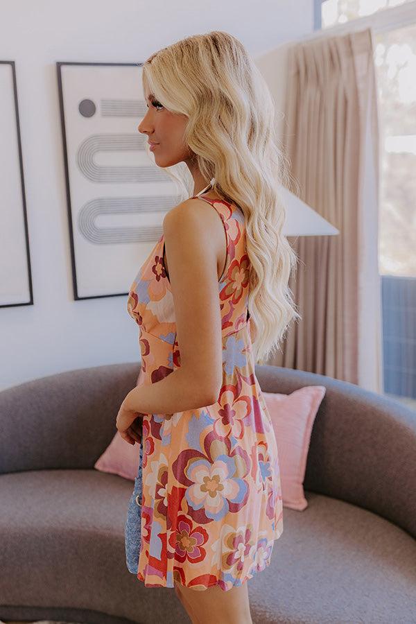 Impressions Retro Blooms Linen-Blend Mini Dress